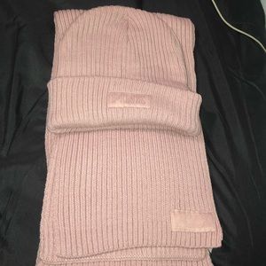 Pink Victoria’s Secret scarf and beanie